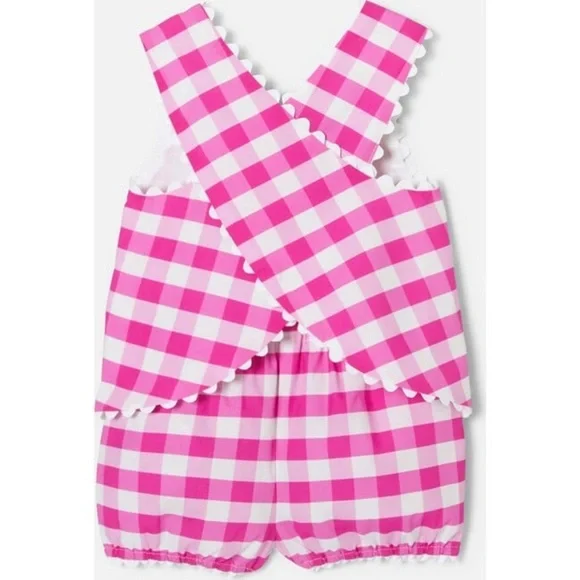 JACADI PARIS Baby Girl Gingham Shorts Set- Pink & White/ Size 6 Months - Picture 2 of 9